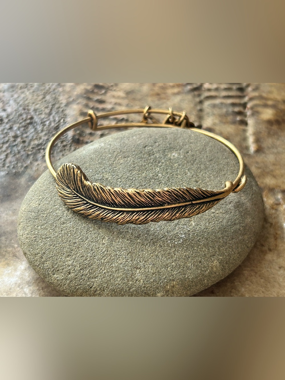 Alex and Ani Gold Feather Adjustable Bangle Bracelet